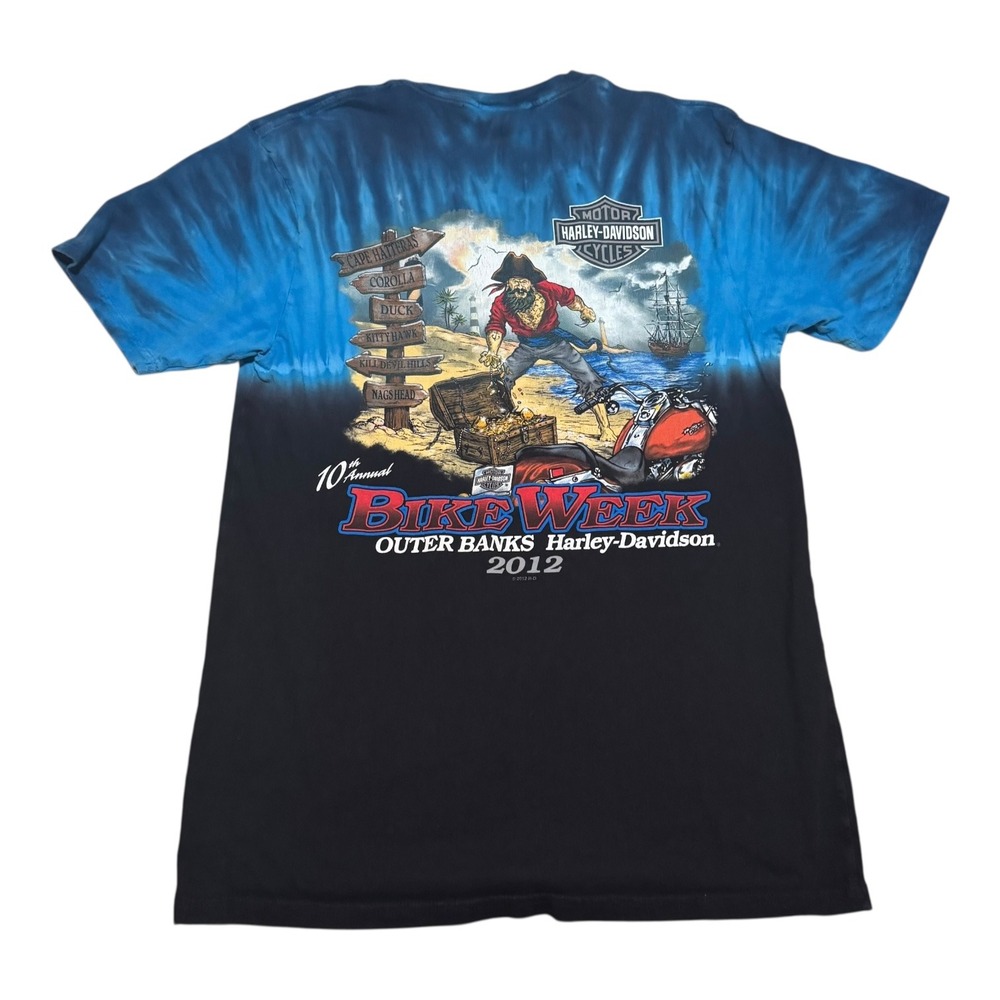 2012 Harley Davidson Outer Banks Bike Week Cotton Tye Dye Shirt Men's Medium